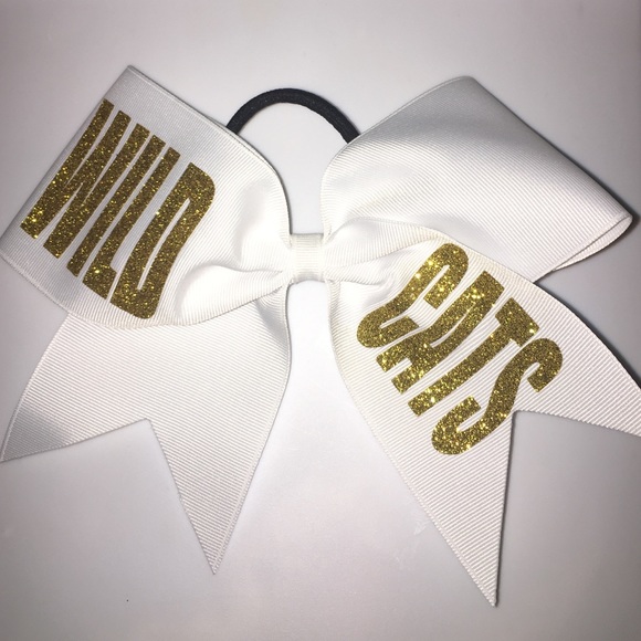 Sparkly gold wildcat cheer bow