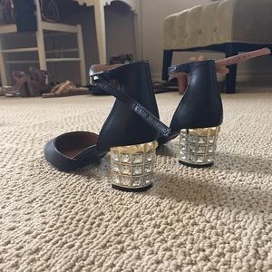Heeled Mary-Janes with gemstone accents