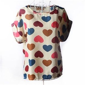 Super cute top with hearts