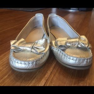 J.crew Gold Leather Driving Mocassins