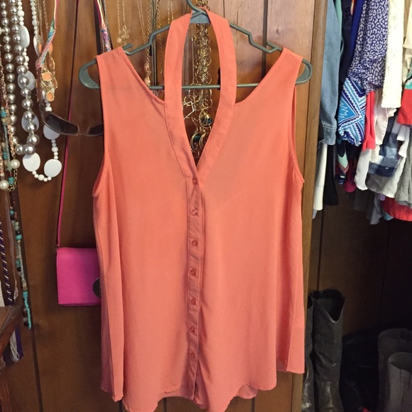 Coral tank (tunic length with deep V back)