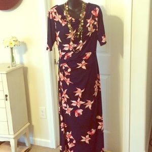 3/4 Sleeve Floral Maxi Dress