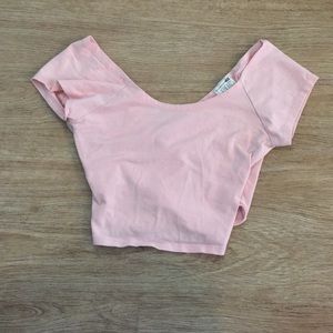 Coral cross-backed crop-top