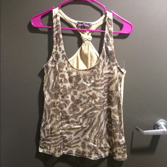 Sequin giraffe print tank top
