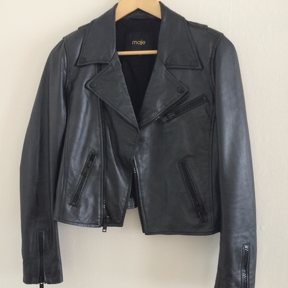 Maje biker jacket lamb leather