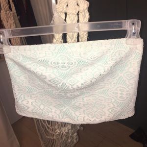 Charlotte Russe lace teal and white crop top