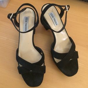Steve Madden Black Suede Platform Sandals