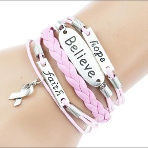 Brand new pink braided silver bracelet charm