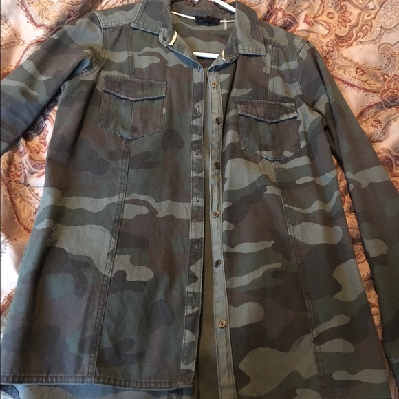 Camo print heavy button up