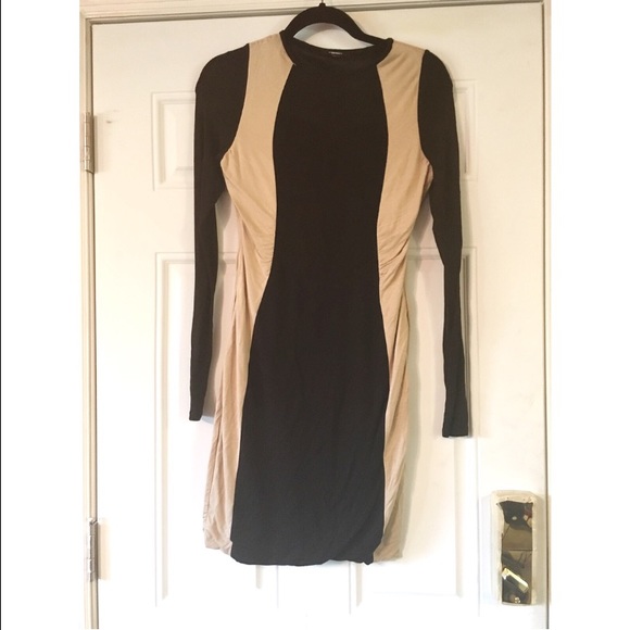 Slimming Color block nude and black dress s/m