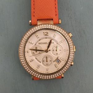Authentic Michael Kors gold and crystal face watch