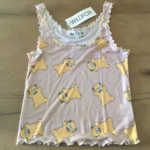 ❌Sold❌NWT Wildfox Teddy Bear Ruffle Cami M - Picture 1 of 3