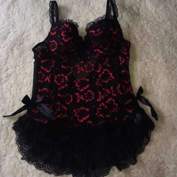 Red and Black Lace Lingerie