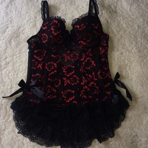 Red and Black Lace Lingerie