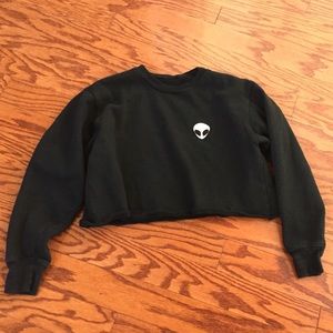 Brandy Melville Black Alien Crop Sweatshirt