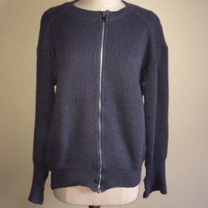 Vintage Coal Gray Ribbed Motorcycle Sweater NOS