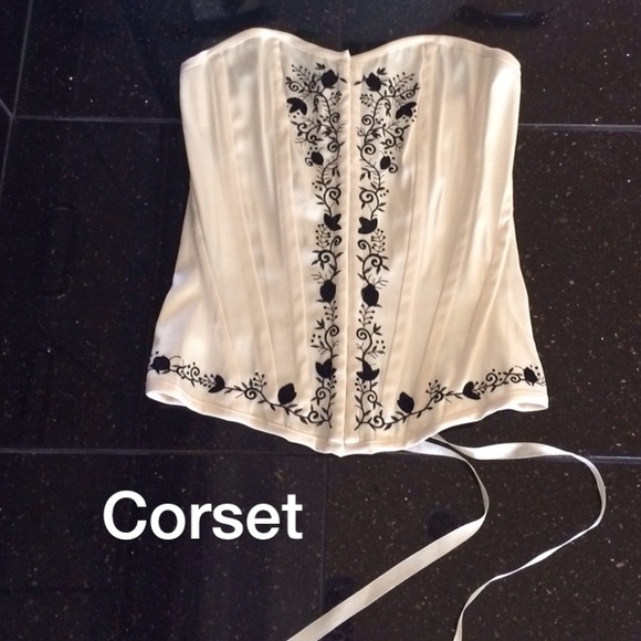 Ivory Silk Corset, Size Small