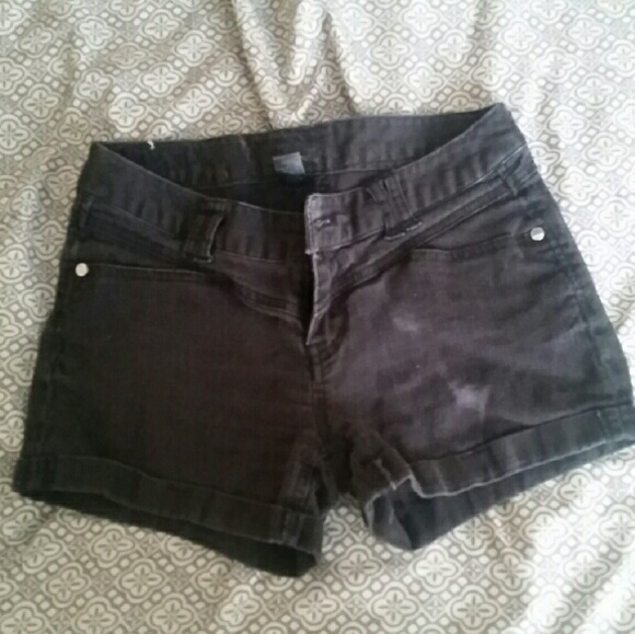 Black denim shorts