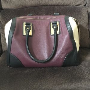 burgundy hand bag