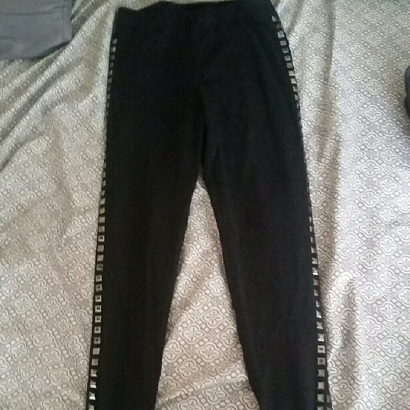Black studded leggings