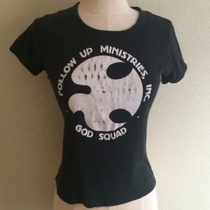 Vintage 70s Black God Squad Peace Dove T Shirt