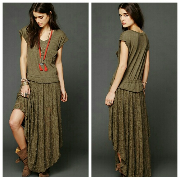 Free People Dresses & Skirts - Free people olive FIT FOR A PRINCESS maxi dress