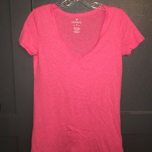 American Eagle pink V-neck T-shirt