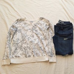 Long sleeve floral sweater