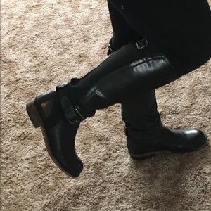 Black tall riding boots