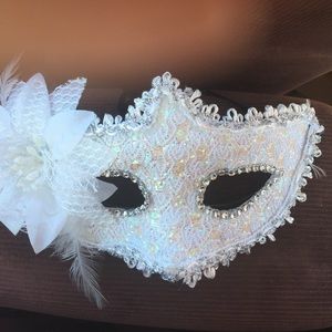 White and silver masquerade mask