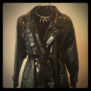 Retro Black 1980’s Double Breasted Trench M-XL