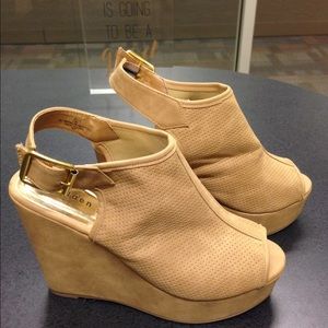Madden Girl camel-colored wedges. Size 7