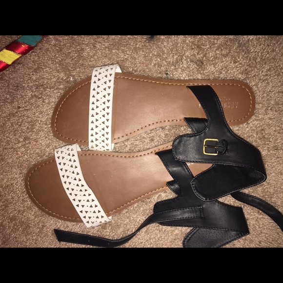 black & white sandals