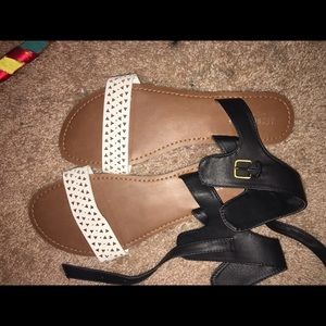 black & white sandals