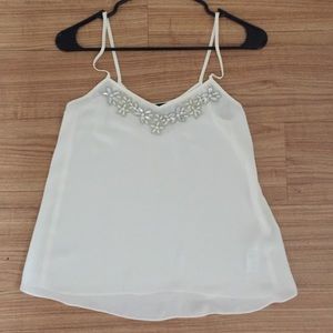 Topshop Sheer shirt blouse with beaded neckline