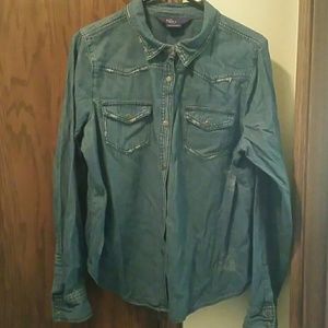 Western style distressed  denim shirt