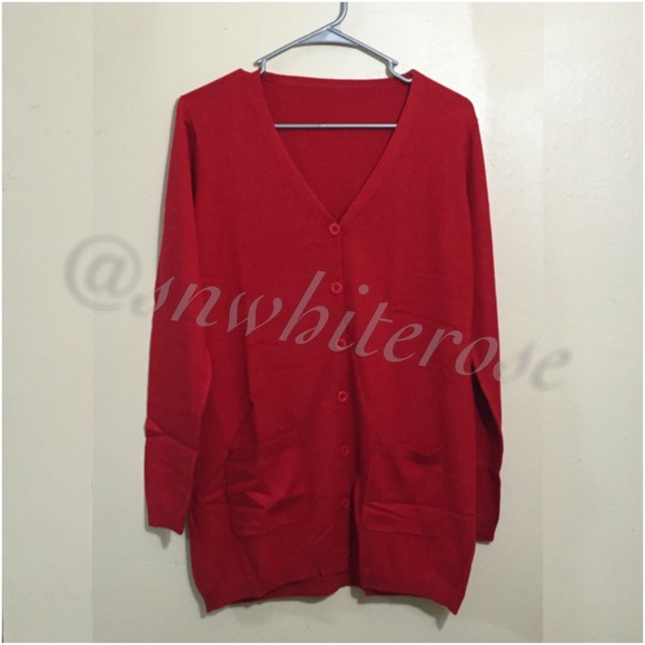 NWT Red Sweater Cardigan - Picture 2 of 2