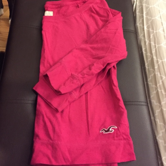 Pink Hollister crop "baseball tee" shirt!
