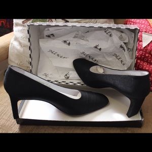 Delman Black Silk Heels