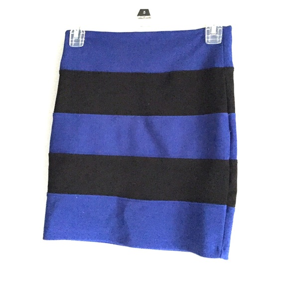 Blue and black striped skirt