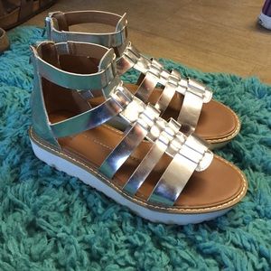 Silver Dolce Vita gladiator sandals