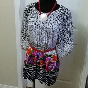 Tropical Leopard  Zebra Blouse
