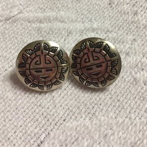 Sterling Silver Aztec Sun Earrings