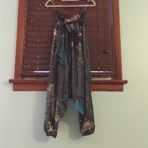 Silky Drop- crotch Paisley Pants