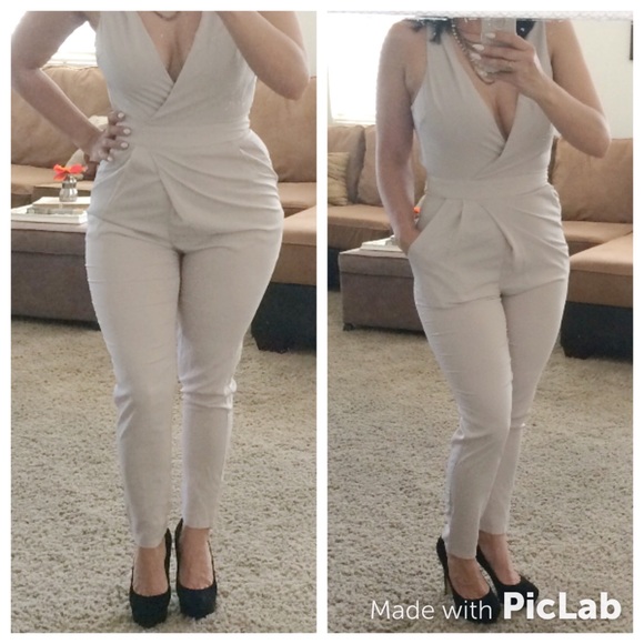 LuLu*s LUSH sleeveless light beige jumpsuit