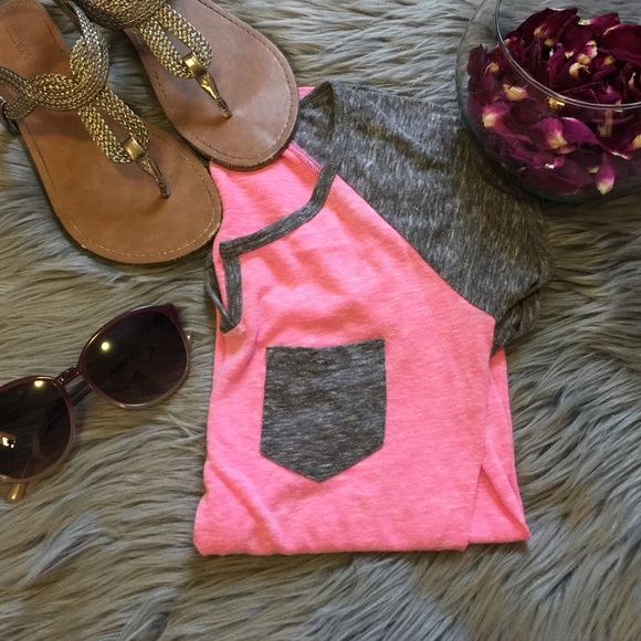 Pink and gray baseball style tshirt