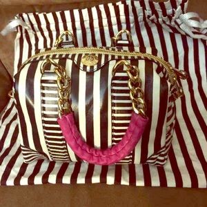 Henri bendel pink/gold chain satchel!