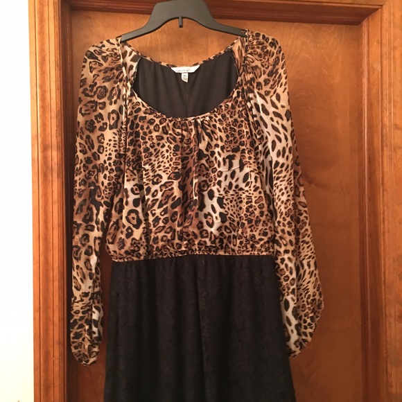 Leopard print and lace dress. Size large