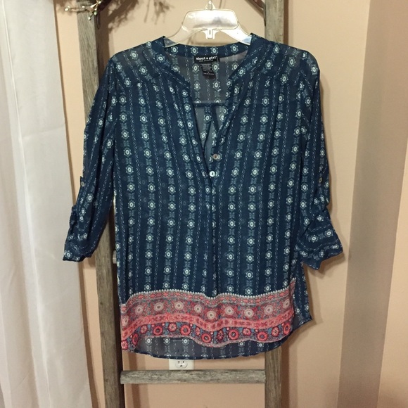 Sheer Blue Printed Blouse