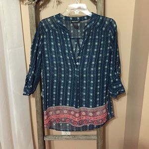 Sheer Blue Printed Blouse